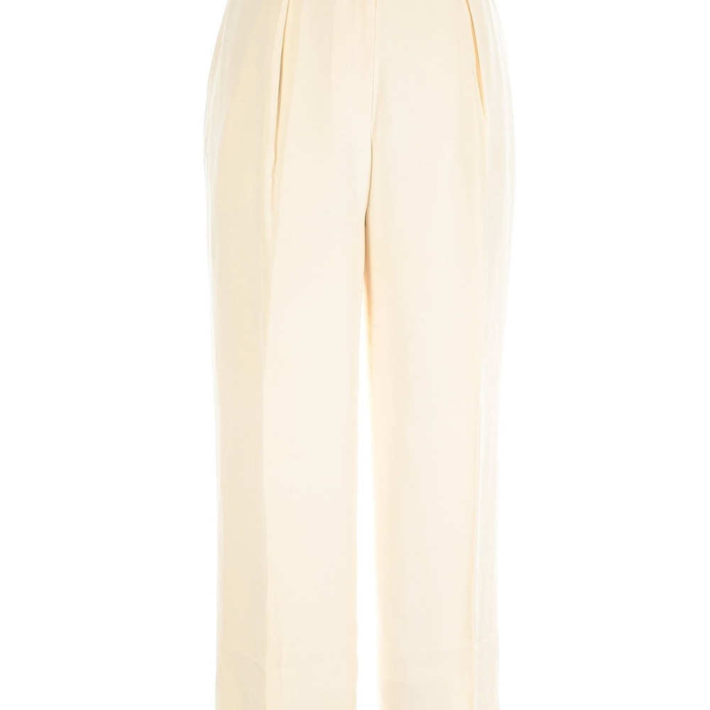 Jones New York Ivory Wide Leg Silk Pants